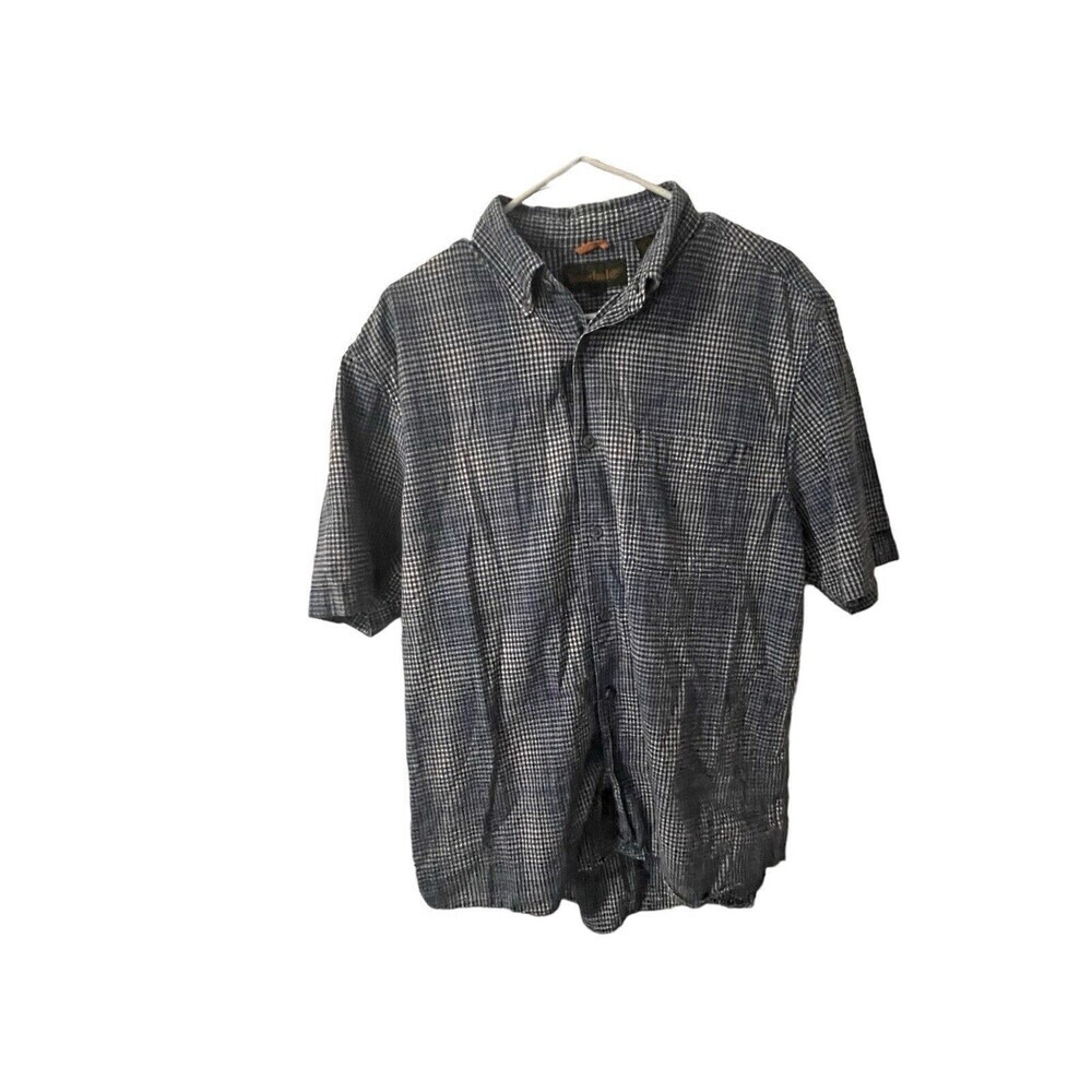 TIMBERLAND Plaid Short Sleeve Casual Button Down Collared Mens Sz Medium Cotton